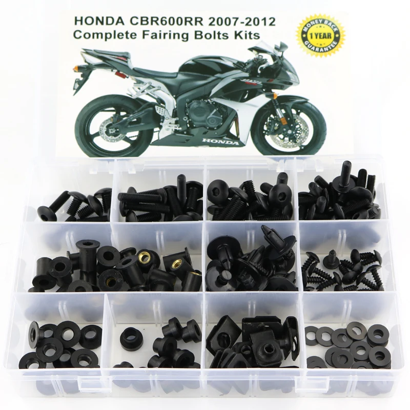 

Fit for Honda CBR600RR 2007 2008 2009 2010 2011 2012 Complete Full Fairing Bolts Kit Washer Fastener Steel Fairing Clips Nuts