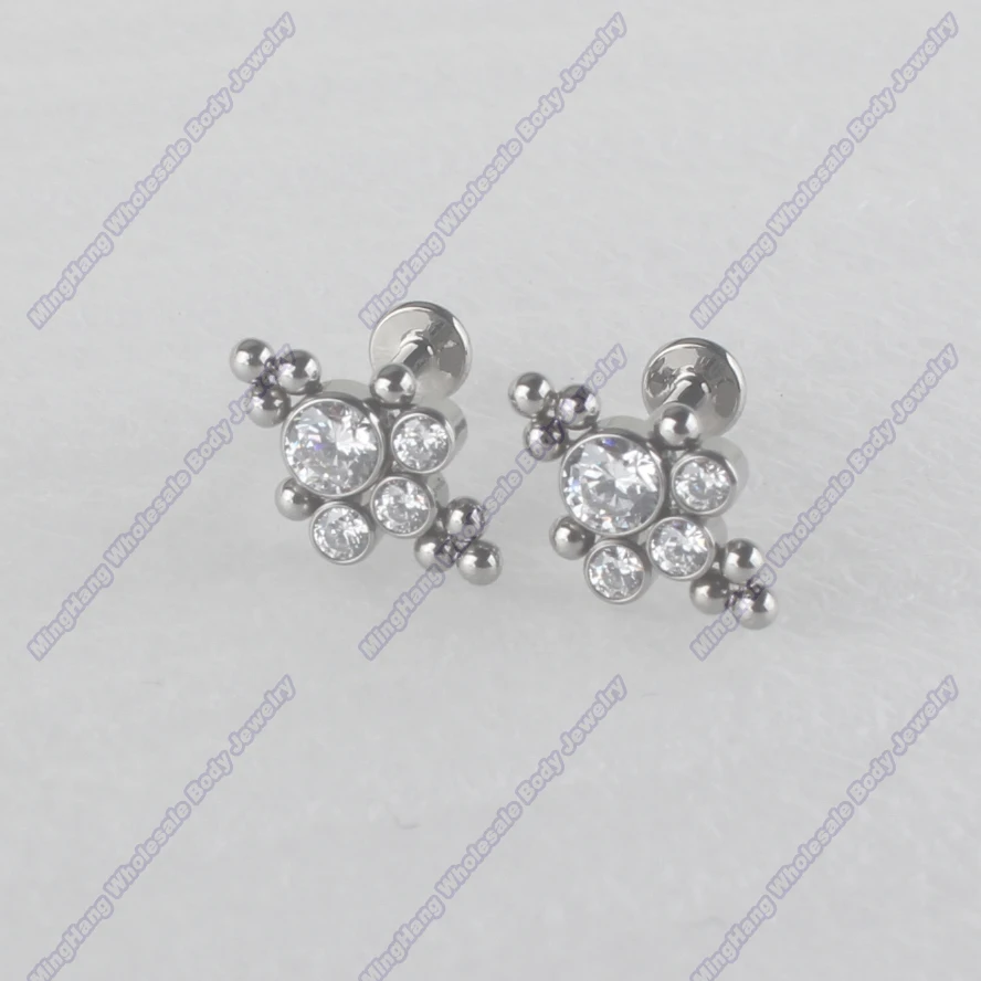 High Polishing ASTM F136 Titanium 16G Internal Thread Labert Lip Percing Ear Tragus Cartilalges Body Jewelry