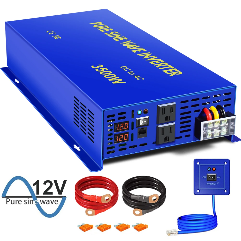 

XYZ INVT 3500W Pure Sine Wave Inverter 12V 24V 36V 48V DC TO AC 220V Multi-protection Off-grid Inverters Wired Remote Control