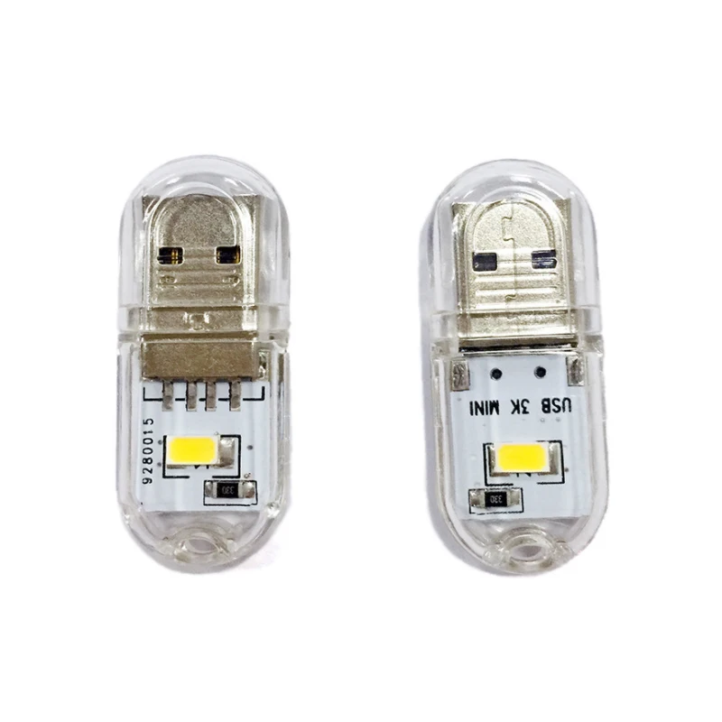Usb Powered 2Xled Usb Led Light-Transparant (5 Pcs)