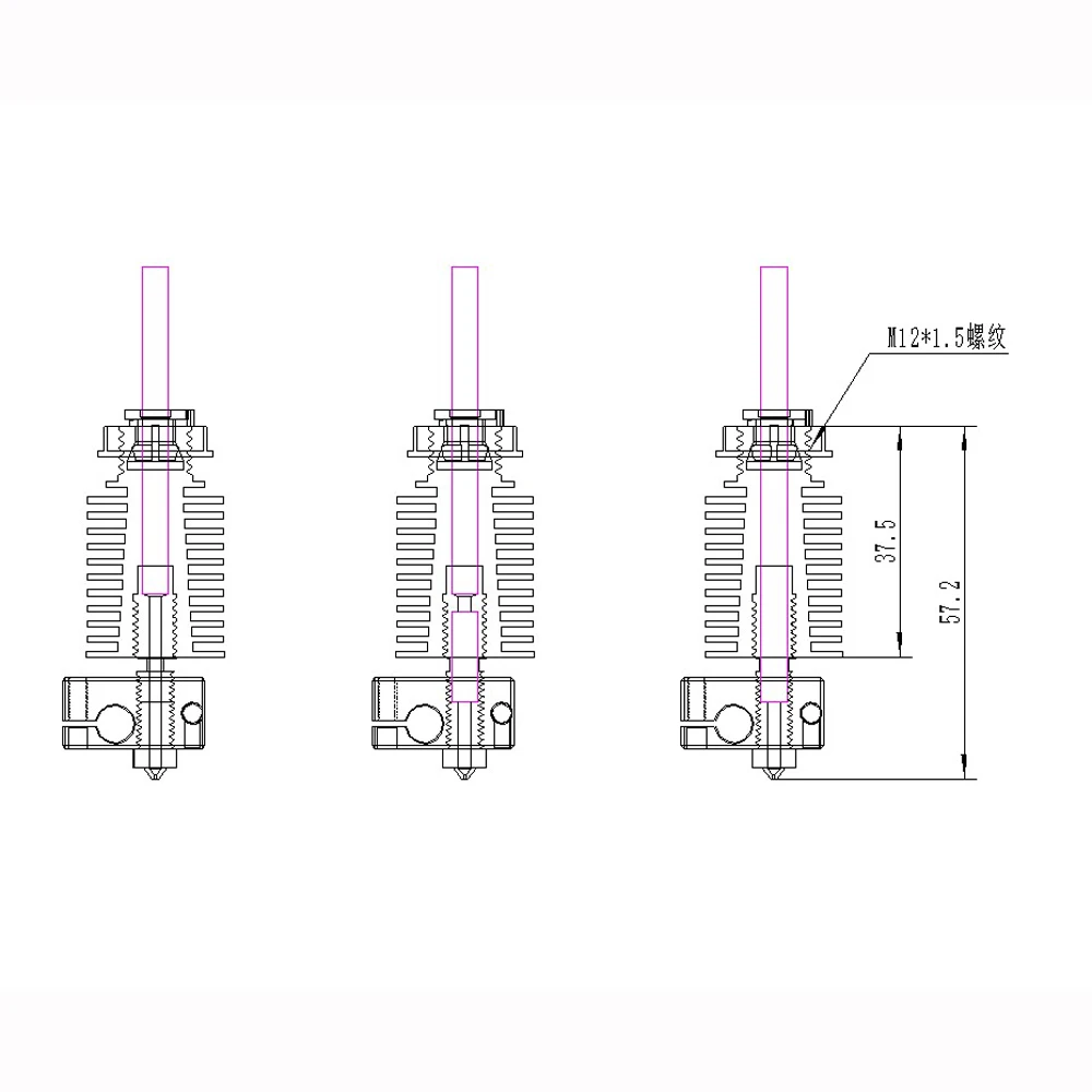 v6 hotend remote Bowen print V6 Threaded HeatSink J-head Hotend heater block heat break for HOTEND for PT100 titan extruder
