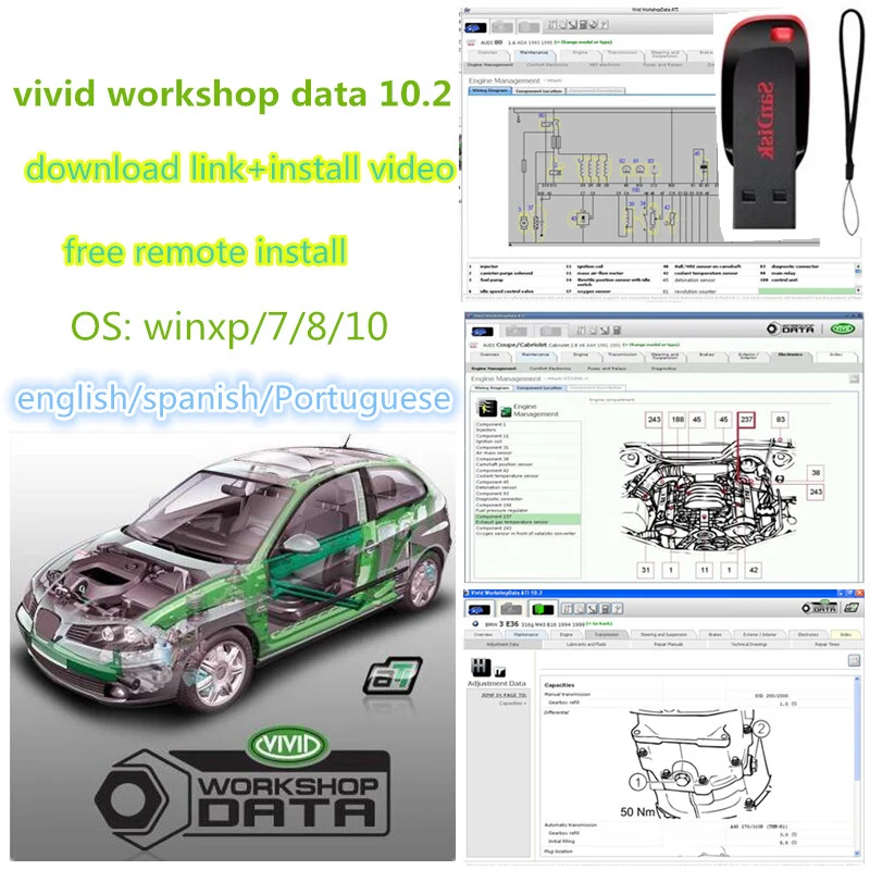 Hot Sell Auto Repair Software Vivid Workshop Data 10.2 Updates to 2010 Year Send by Download Link Support Free Remote Install