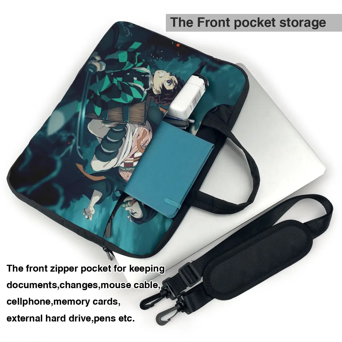 Demon Slayer Laptop Bag Case Protective Vintage Computer Bag Bicycle Crossbody Laptop Pouch