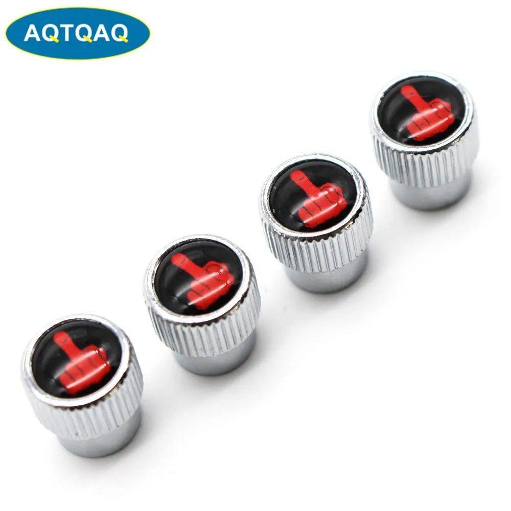 4 Pcs/Set Zinc Alloy Middle Finger Style Tire Valve Stem Cap Tire Wheel Stem Air Valve Caps for Auto Cars