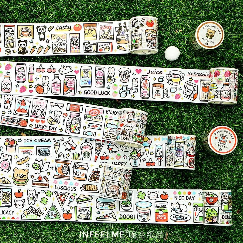 Cute Snack gas station series washi tape DIY decoration scrapbooking Kawaii animal masking tape adhesive tape label sticker