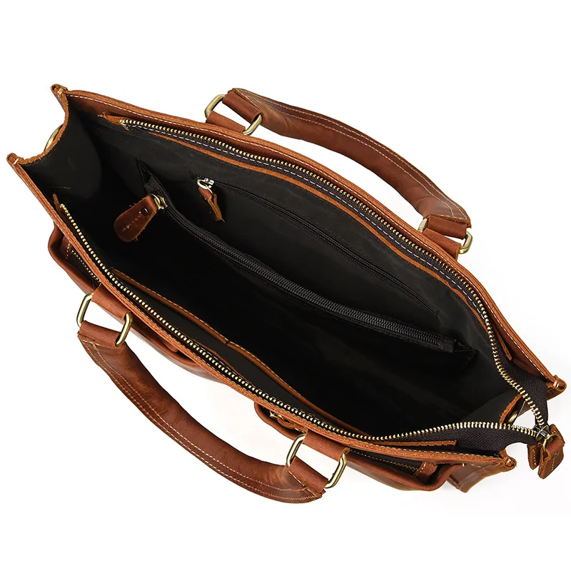 Newsbirds Mens Leather Handbag 15.6 Inch PC Notebook Laptop Briefcase Shoulder Bag 100% Cowhide Man Bag Male Business Bag