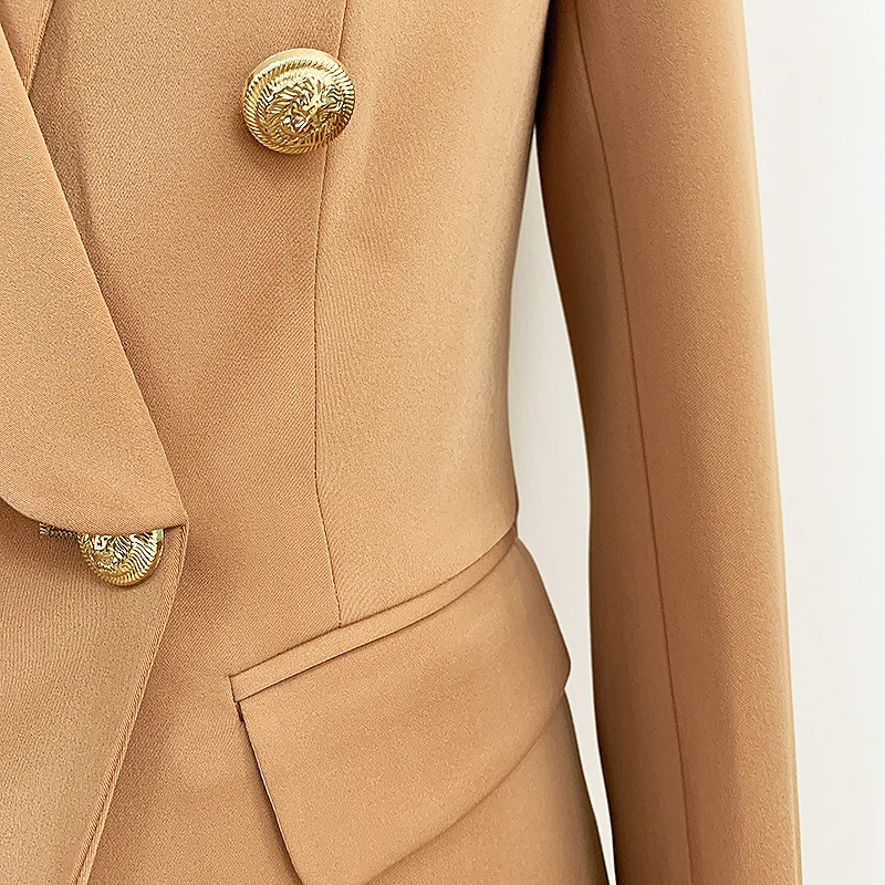 Veste blazer couvertes pour femme, double boutonnage, boutons de discussion en métal, col châle, haut de gamme, ET, 2024