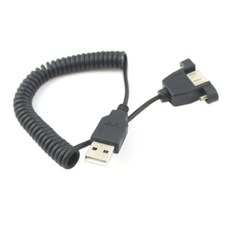 

100cm USB 2.0 A Male to Female Extension Stretch Cable With Panel Mount Screw Hole