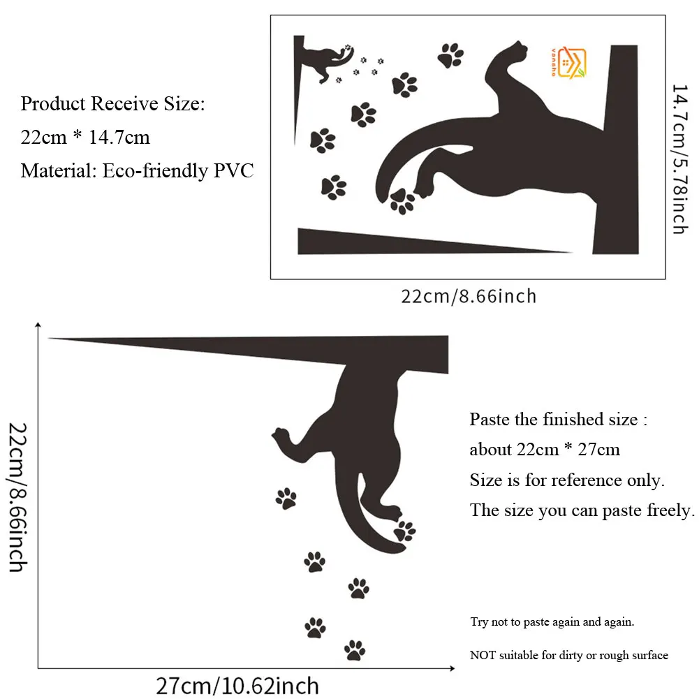 Black Puppy Climbing Footprints Wall Stickers Living Room Cupboard Windows Decoration Wallpaper Home Decor Interesting Sticker
