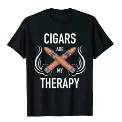 Funny Cigar Smoker Tshirt Cigars Are My Therapy Gift Shirt T-Shirt Man Brand Comfortable Tops Shirts Cotton T Shirt Hip Hop