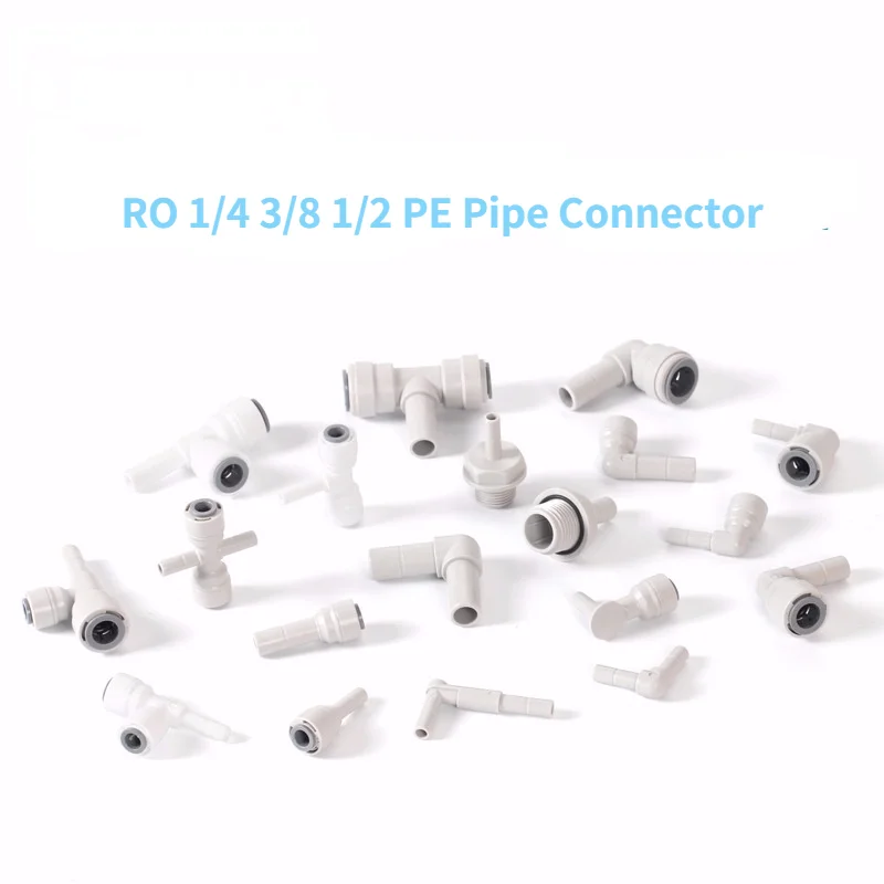 

RO 1/4 3/8 1/2 PE Pipe Connector Plug Household Straight Water Dispenser PE Pipe Three Way Plug Accessories for Water Purifier
