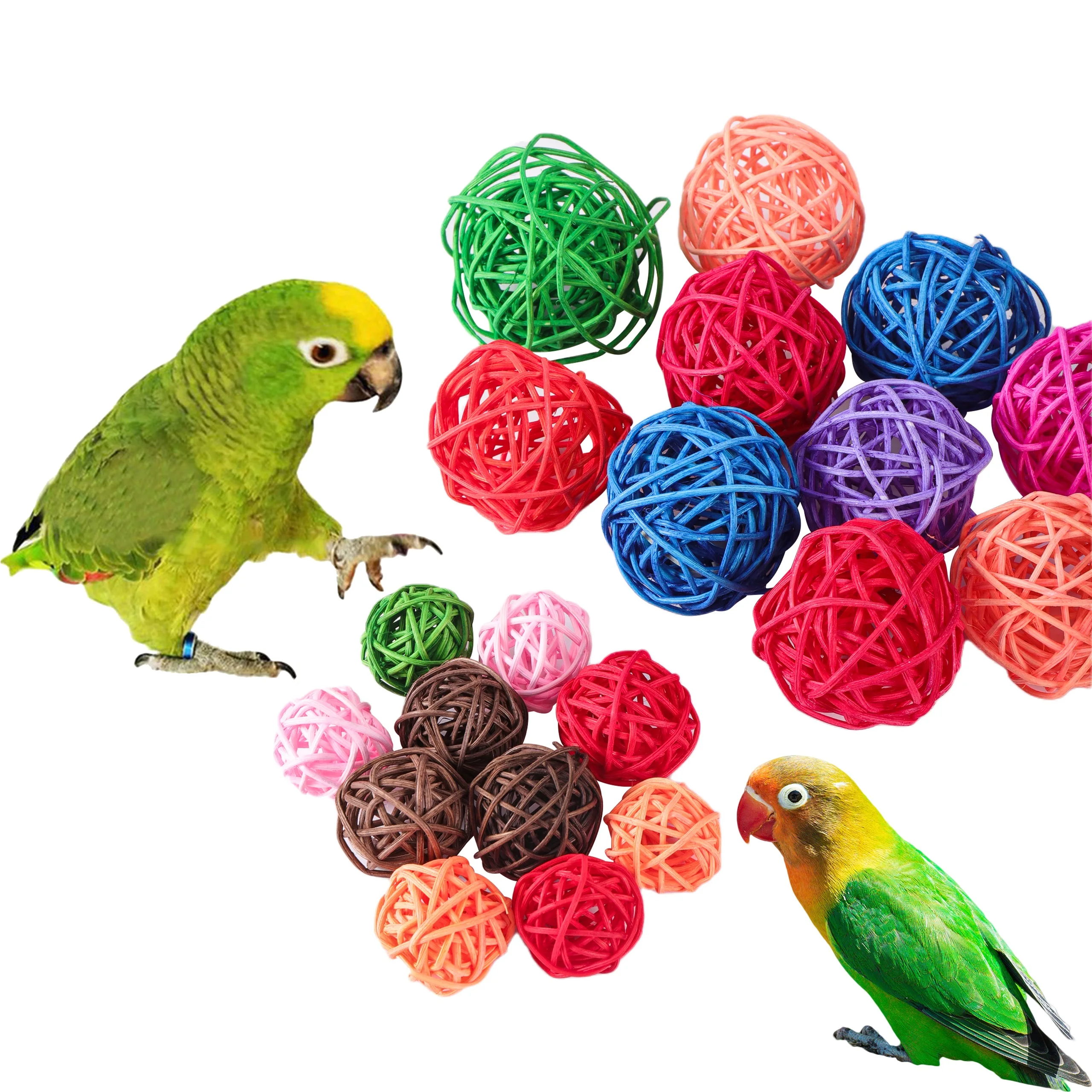 Pet Bird Toys Chewing Toys Bird Rattan Ball Toy For Parrot Budgie Parakeet Cockatiel Chewing Playing Toys Parrot Cages Toys 5pcs