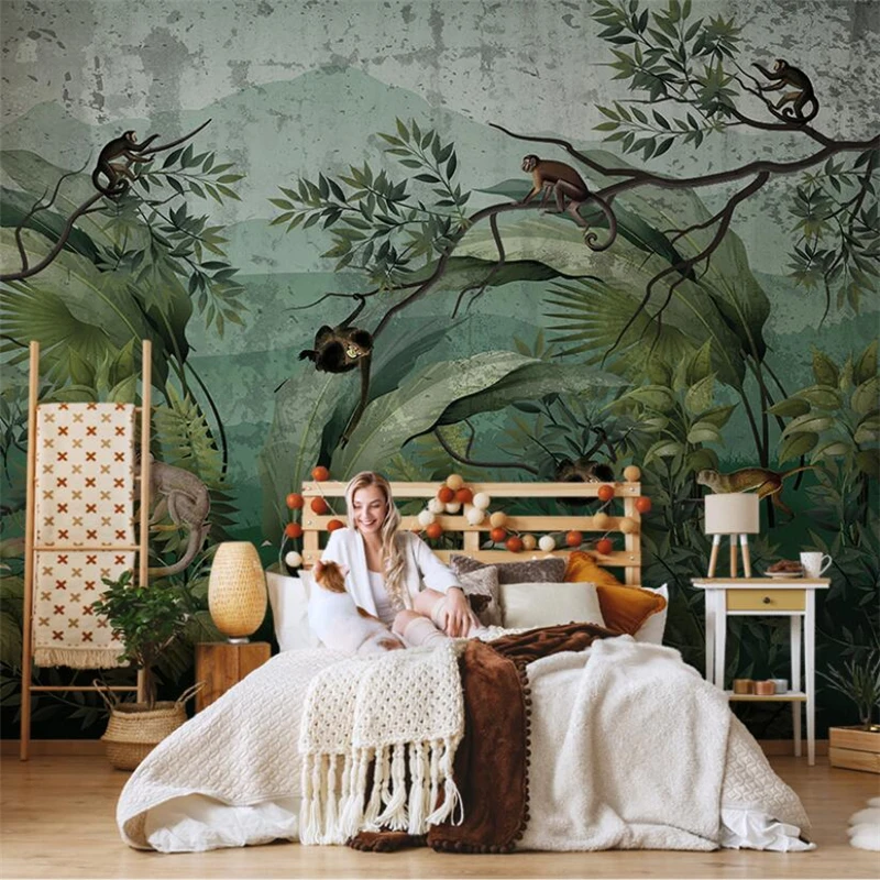 Custom Southeast Asian forest monkey animal wallpapers for living room TV background 3d wall sticker mural wallpaper home decor