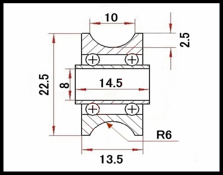 10 Stück U22 U-Nut-Rollenlager, Stahlkugellager, 8*22,5*14,5*13,5 mm, Führungsschienenlager – Detail 1