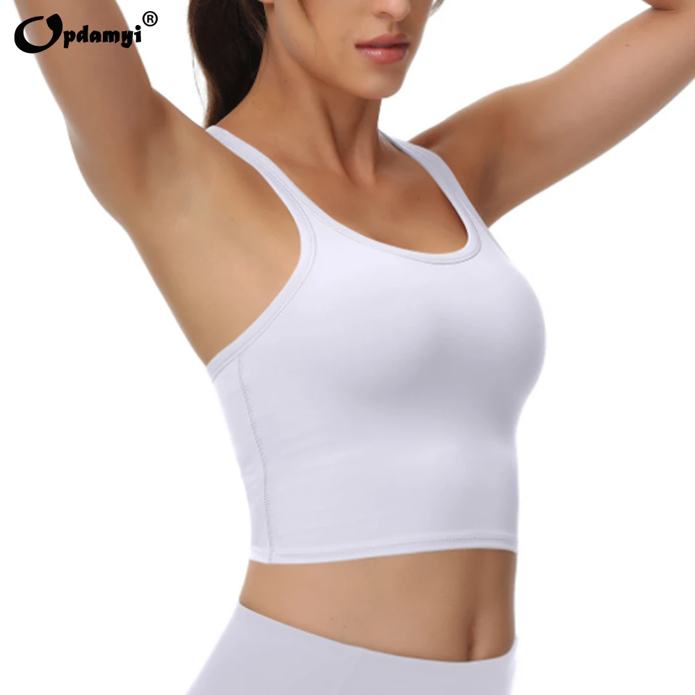 

Sports Yoga Vest Women Racerback Crop Tank Sleeveless Shirt Sexy Crop Top Workout Gym Bras Athletic Tops Yoga Tank With Pads