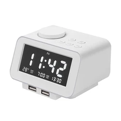 Alarm Clock Digital Electronic Smart Mechanical LED Dual Wireless Bluetooth FM Radio USB Charger Snooze Temperature Music Player