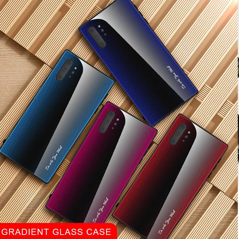 For Samsung Galaxy 10 Case Luxury Hard Tempered glass Gradient protective back cover case for samsung note 10 plus note10 pro