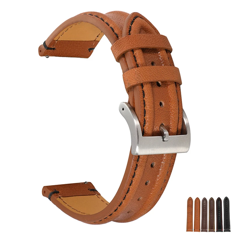 Watchband leather strap First layer cowhide 20mm 22mm watch strap bracelet for samsung watch 3 /huawei watch gt 2  UTHAI Z44