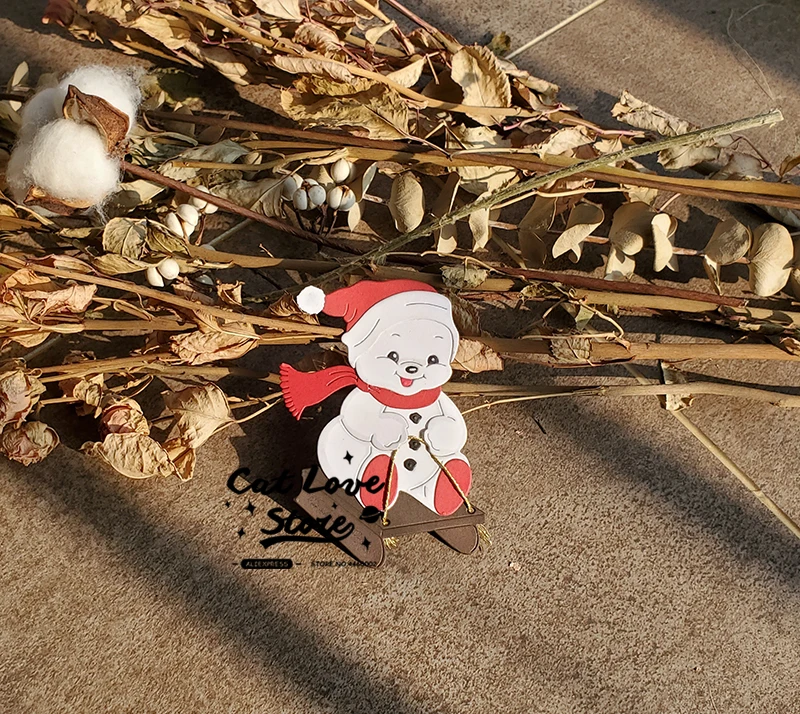Tobogganing Snowman Metal Cutting Dies Scrapbooking Stencil Die Cuts Card Making Decorative Craft Embossing New Dies For 2019