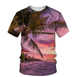 Summer Palm Tree graphic t shirts For Men Fashion Natural Scenery Pattern T-shirt Casual 3D Print t-shirts with short sleeves