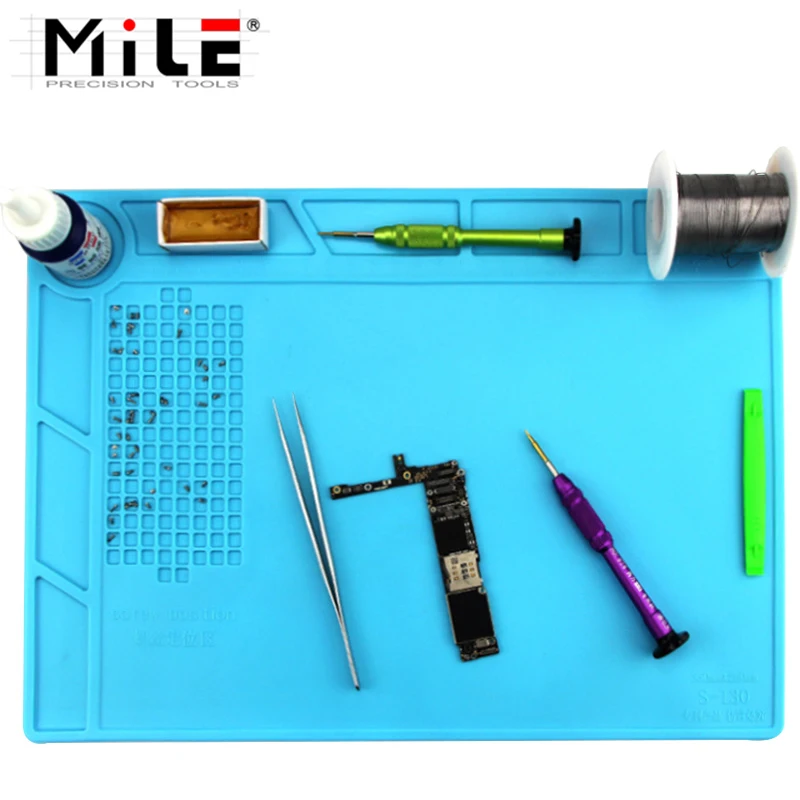 Miglio 35x25cm cuscinetto in Silicone per isolamento termico BGA elettrico stazione di riparazione per saldatura piattaforma di manutenzione con tappetino per vite