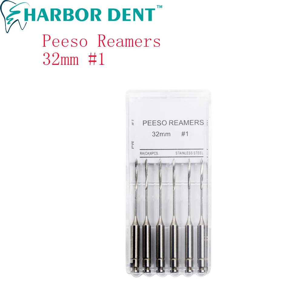 1 pacote (6 pces) reamer peeso dental 32mm reamers endodontic brocas peeso reamers endo arquivos largo dentista materiais