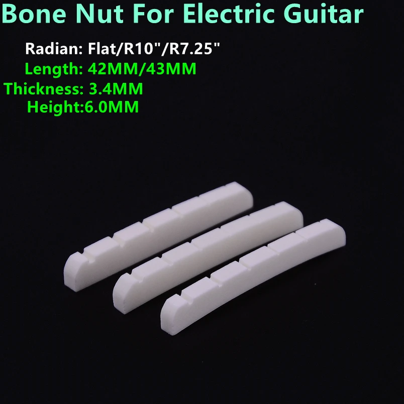 1 Piece GuitarFamily Real Slotted Bone Nut For  6 Strings ST  Electric Guitar ( Bottom  Flat / R7.25 / R10   42MM*3.4MM*6MM )