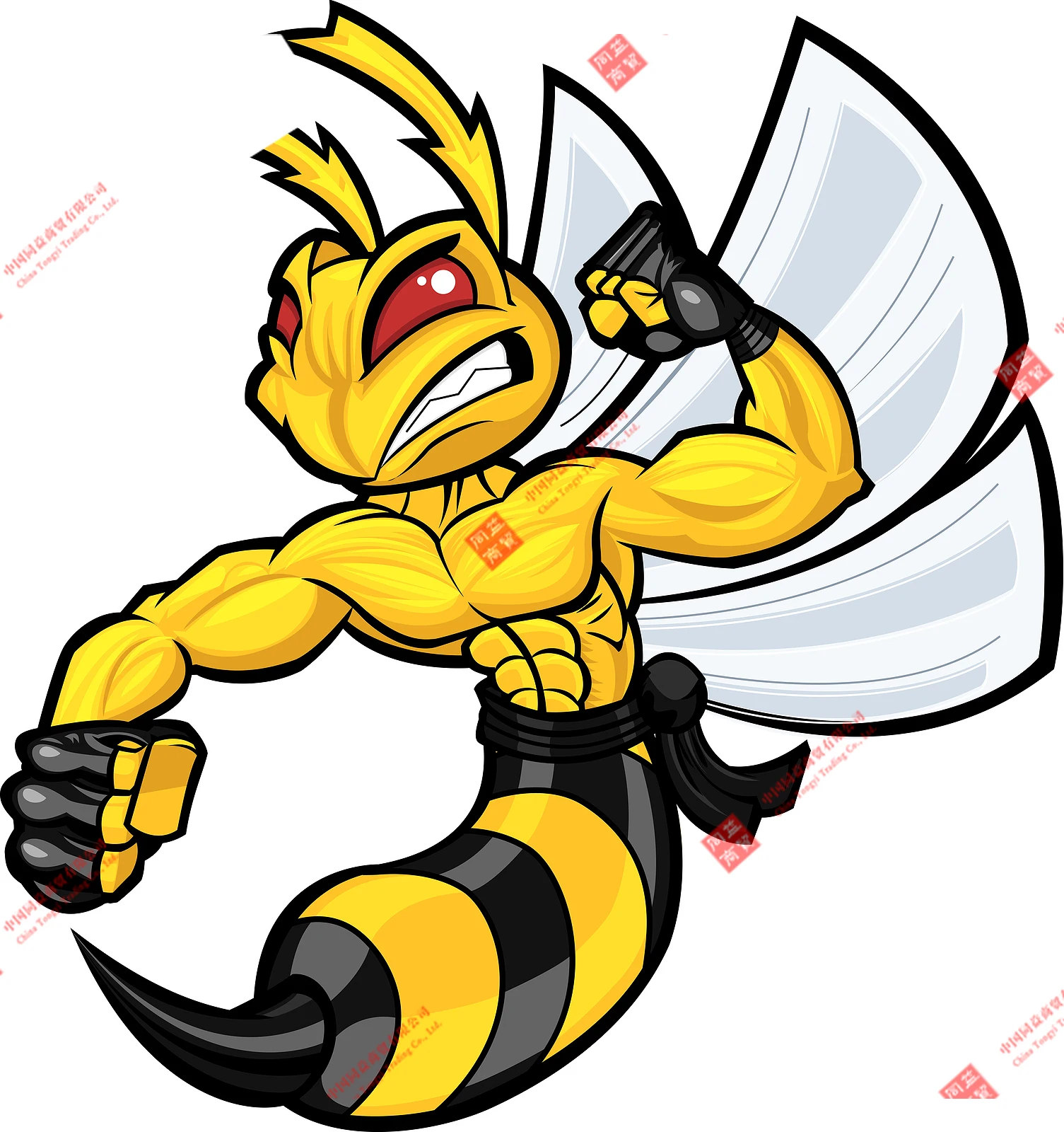 High Quality Cartoon Strong Angry Bee Bumblebee Helmet Sticker Waterproof Sticker for Car Racing Car Laptop Helmet