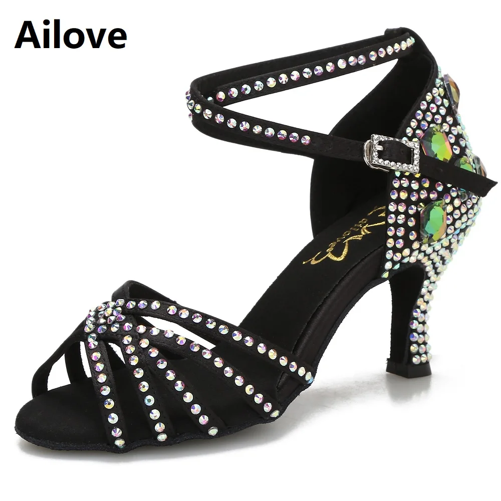 

Ailove Women Ballroom Latin Salsa Dance Sandals Middle East Crystals Wedding Party Shoes Female Social Indoor Sport Heels S026