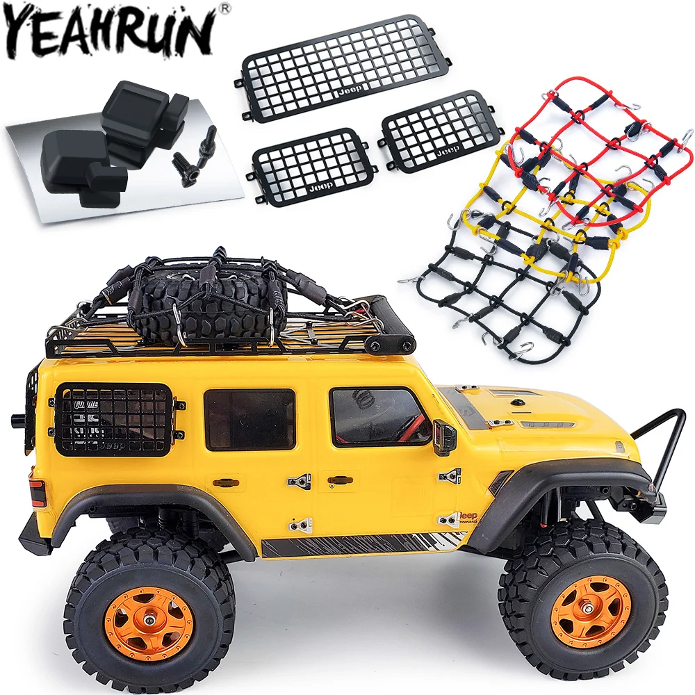 YEAHRUN 1:24 Simulated Decoration Luggage Net Window Mesh Rearview Mirror Spare Tire Bracket Hinge for Axial SCX24 AXI00002 Part