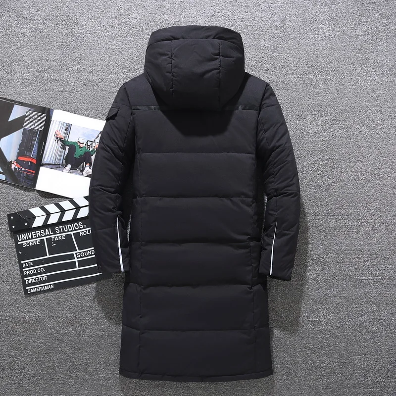 Cooton-chaquetas de plumón de pato para hombre, abrigo largo con capucha, grueso, cálido, a la moda, de talla grande 5XL Parka, Invierno