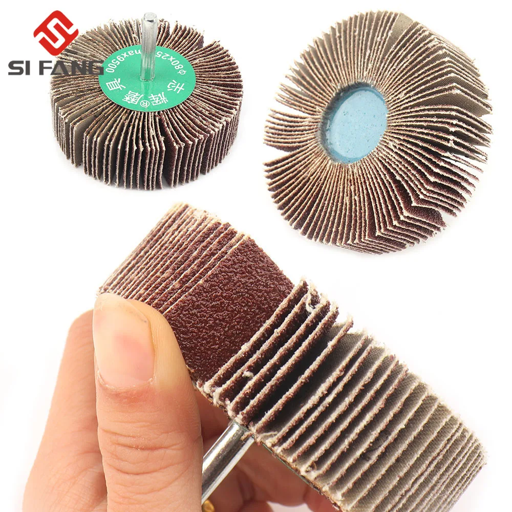 5PC Schleifpapier Schleifen Klappe Polieren Räder Schleif Disc Shutter Polieren Rad Für Rotary Dremel Werkzeug 60/80/120 körnung 6MM Schaft – Detail 11