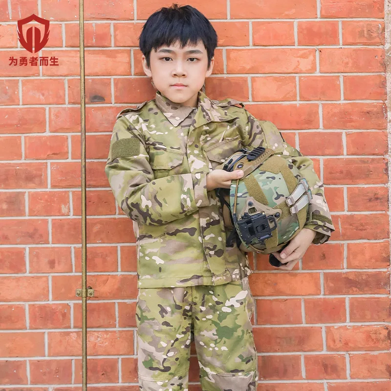 Uniforme d'entraînement militaire Dulsalomon pour enfants et adultes, haut et pantalon des forces spéciales, costume de saut en plein air, ensemble Jungle CamSolomon, enfants et hommes