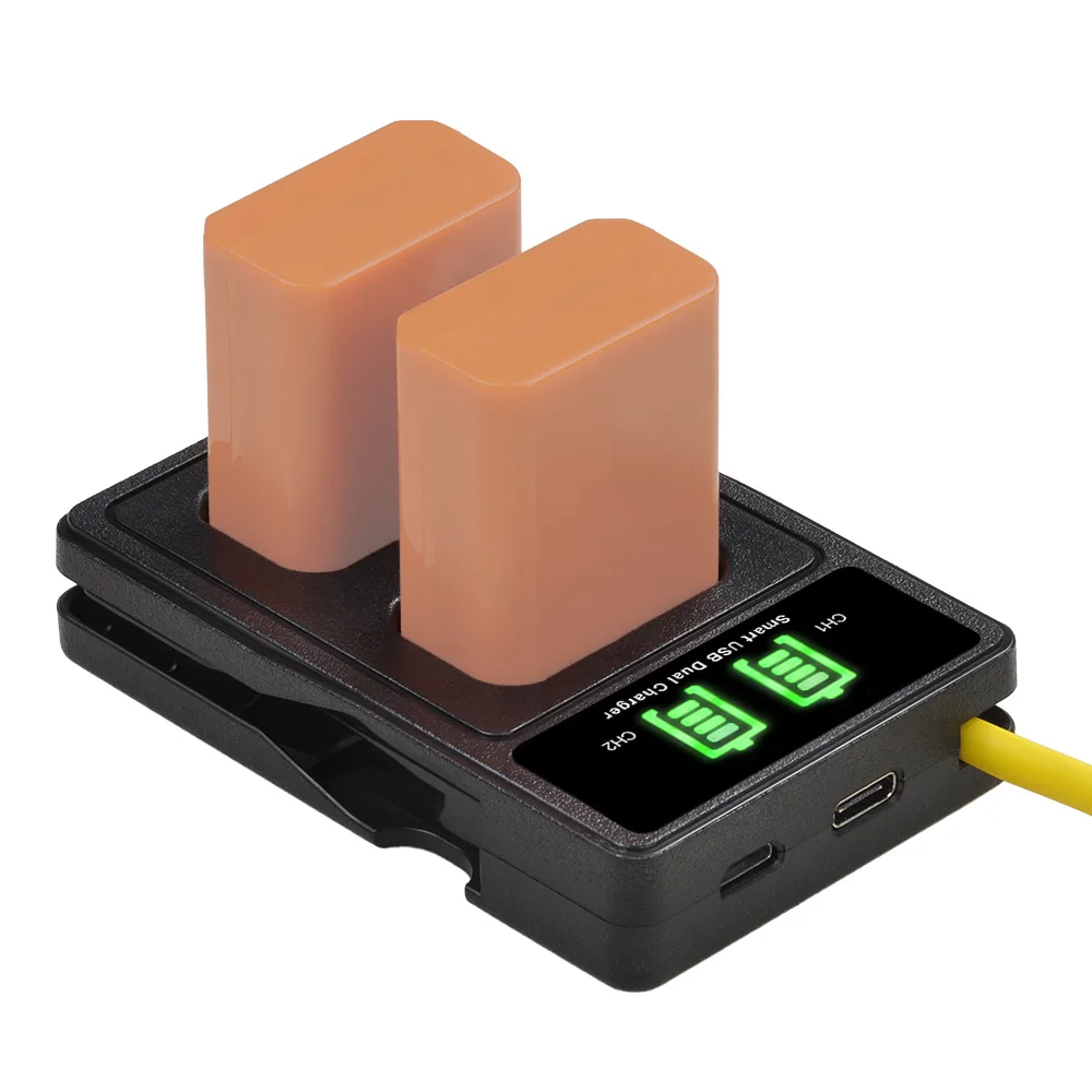 Batterie 2160mAh + double chargeur LED avec Port de Type C, pour Sony Alpha a6000 a6300 a6400 a6500 Alpha a7 a7II a7R a7RII, NP-FW50