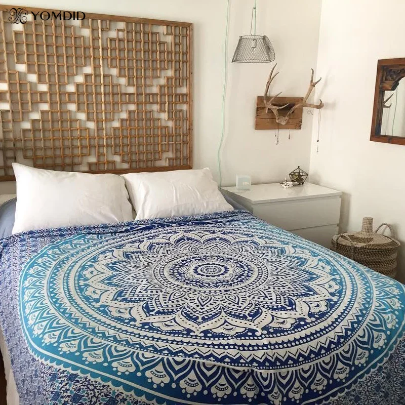 Indian Mandala Tapijt Muur Opknoping Multifunctionele Tapestry Boho Gedrukt Sprei Cover Yoga Mat Deken Picknick Doek