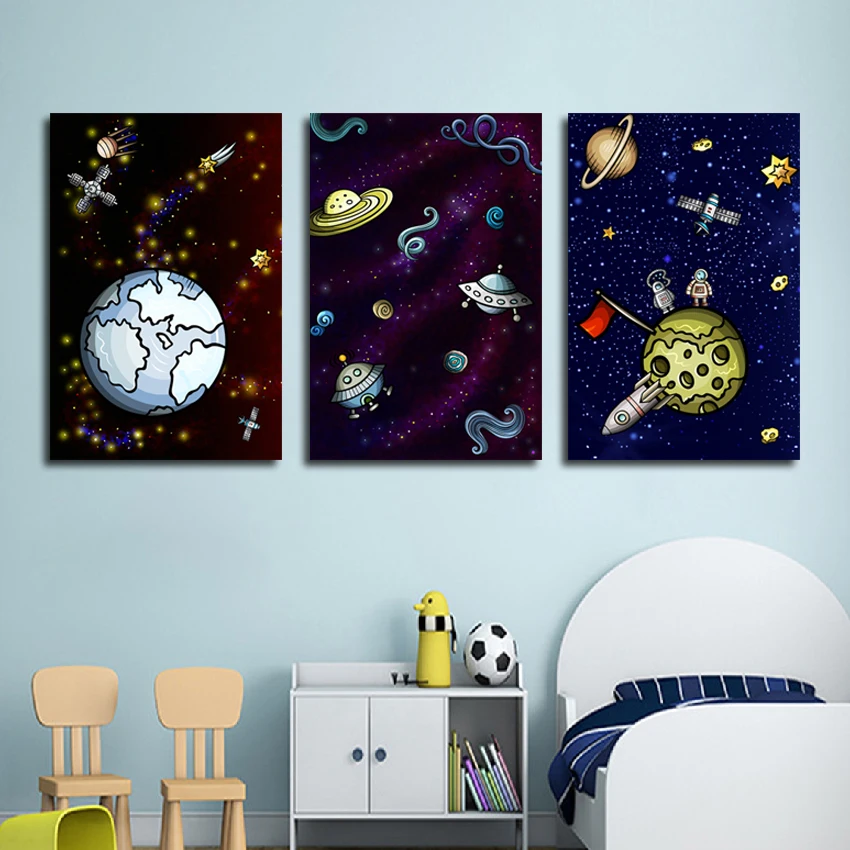 The Vastness Of Galaxy Spacecraft Rockets Astronauts Canvas Painting Posters And Prints Wall Pictures For Living Room Decoration