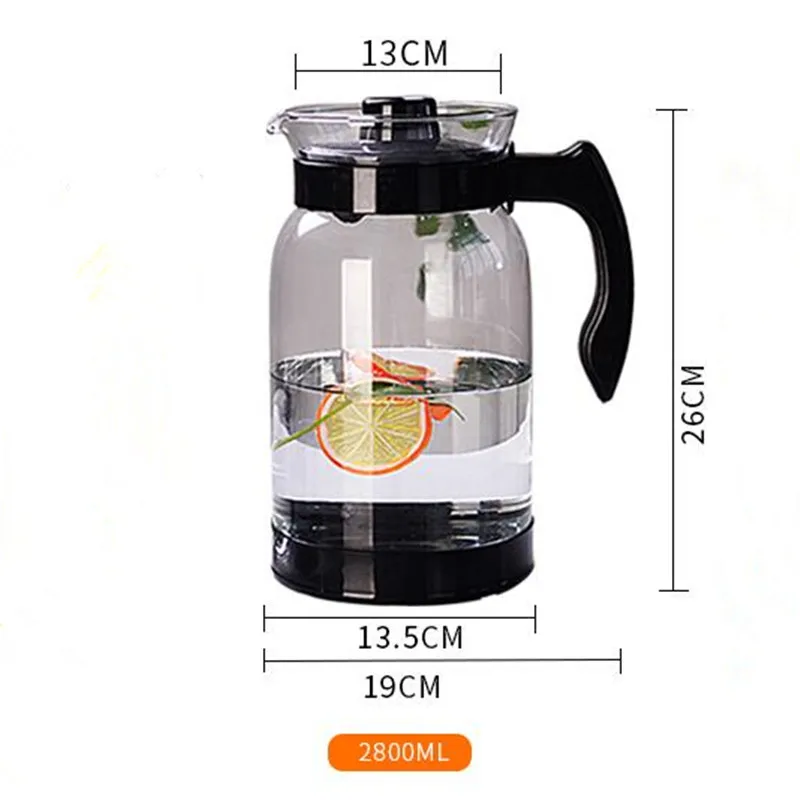 2000Ml 2800MLHeat Resistant Explosion-Proof Glass Water Cup Cold Kettle Heated Container Tea Pot Good Clear Juice Jug Teapot