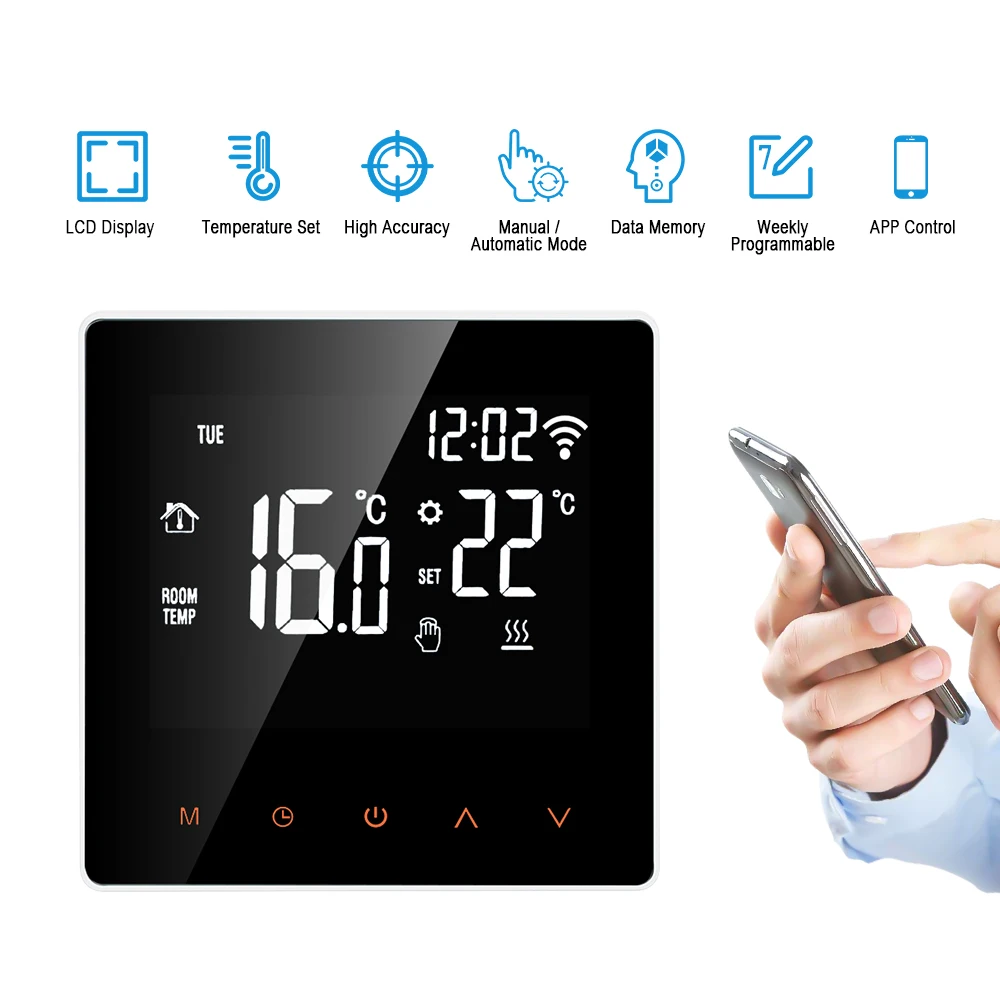 AVATTO – Thermostat Connecté WiFi, Pour Contrôler Le Chauffage Électrique Au Sol, Pour Chaudière Eau/Gaz, Fonctionne Avec Tuya