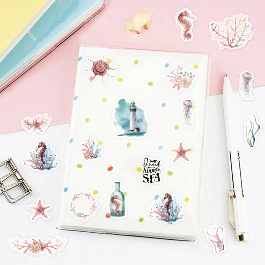 40 PCS Call of the Sea Sticker Bullet Journal Decorative Washi Paper Stickers Scrapbooking for DIY Sticker on Laptop Suitcase