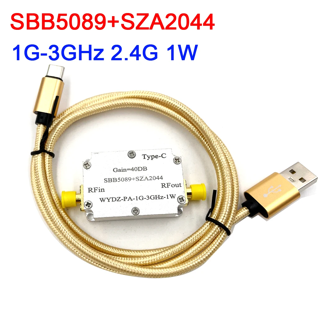 SBB5089+SZA2044 1000M TO 3000MHZ 2.4GHZ 1W Microwave RF power amplifier 30DB FOR 2.4G wifi SDR Ham Radio AMP TYPE-C