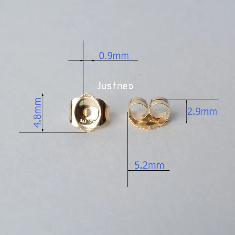 AU750 18k gold earnut , solid 18 karat gold earring backs for jewelry diy making findings accessories supply