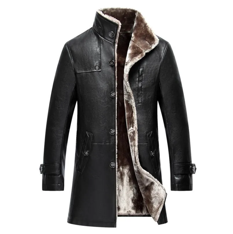 Mens Clothing Genuine Sheep Leather Coat Winter Parka Real Fur Long Plush Thick Oversize Sheepskin Jackets For Man M-5XL