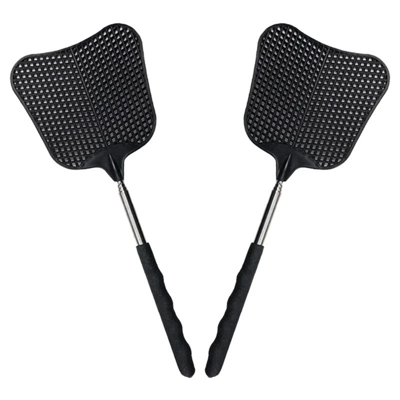 

Mosquito and Fly Killing Plastic Fly Swatter Retractable Stainless Steel Rod, Suitable for Indoor and Outdoor Use (2 Pack)