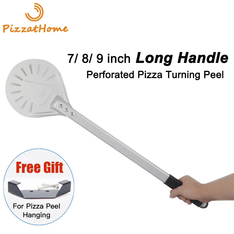 

PizzAtHome Long Handle 7/ 8/ 9 Inch Perforated Pizza Turning Peel Pizza Shovel Aluminum Pizza Peel Paddle Small Pizza Tool