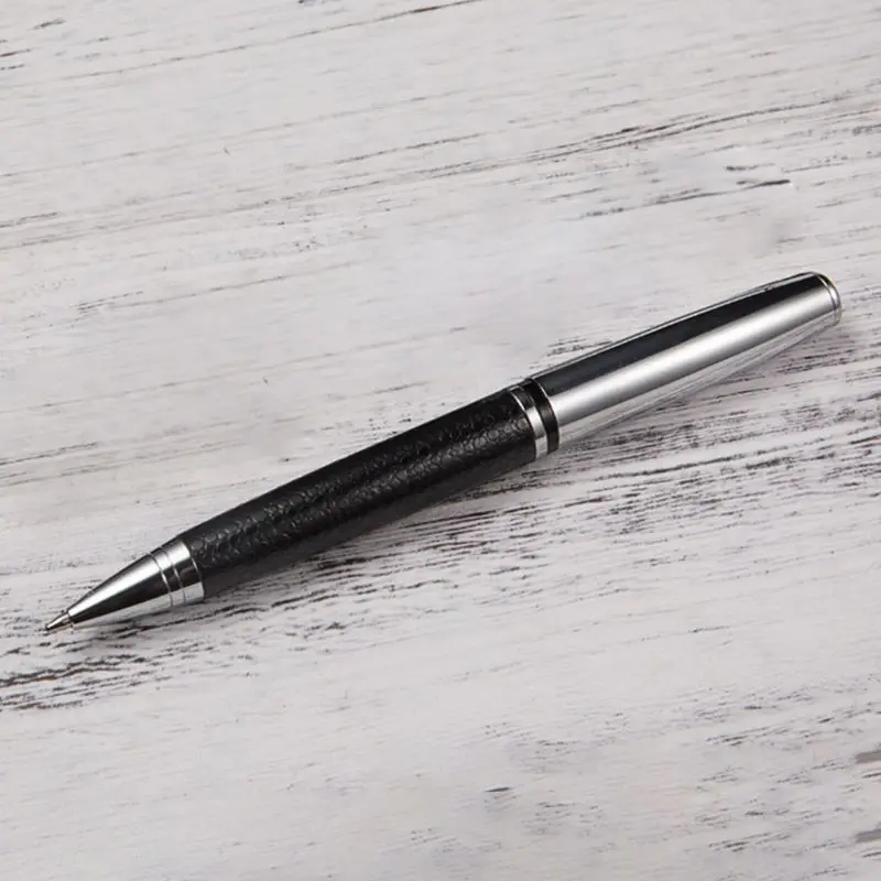Rotary Bisnis Pena 0.5Mm Tinta Hitam Kulit Logam Ballpoint Pelajar Hadiah Kantor Perlengkapan Alat Tulis