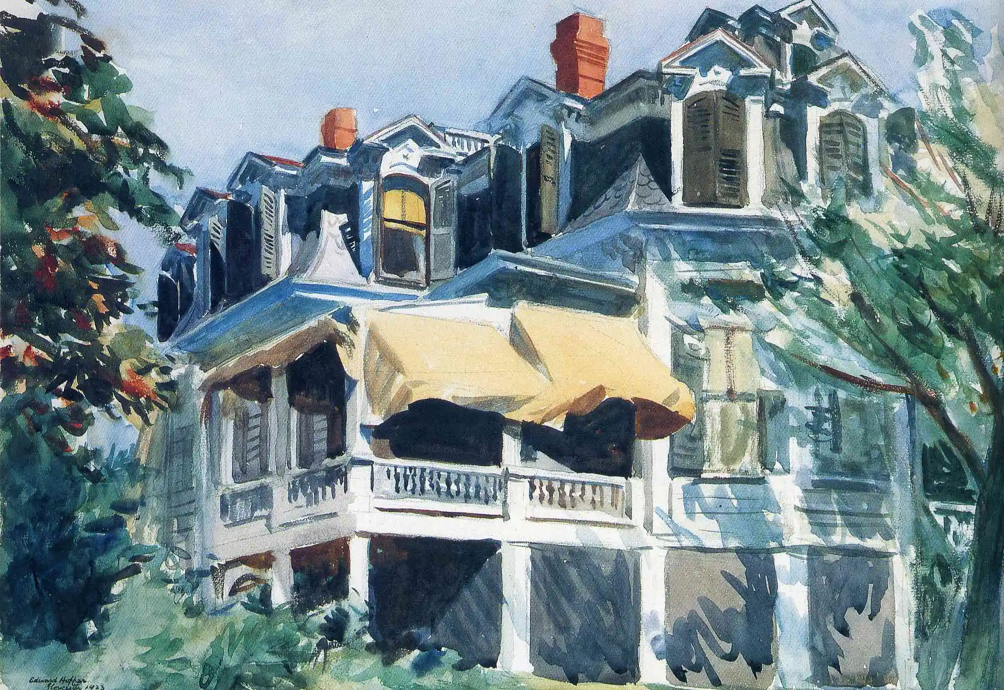

100% handmade Oil Painting reproduction on linen canvas,The mansard roof 1923 by Edward Hopper,High Quality
