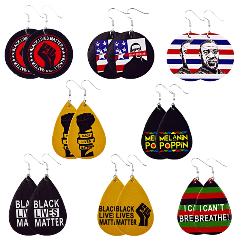 

Wholesale Women Black Lives Matter African Mold Fist Circle Hoop Earrings