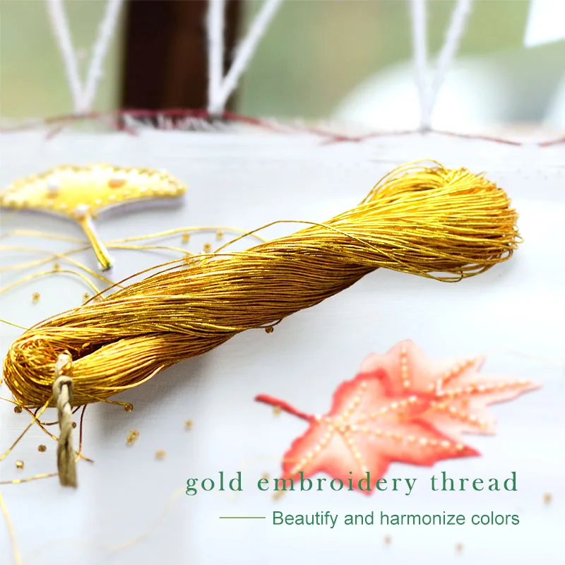 1pcs 70 meters Bright Round Silk Wire Gold  Embroidery Thread Handmade DIY Sewing Knitting Embroidery Material