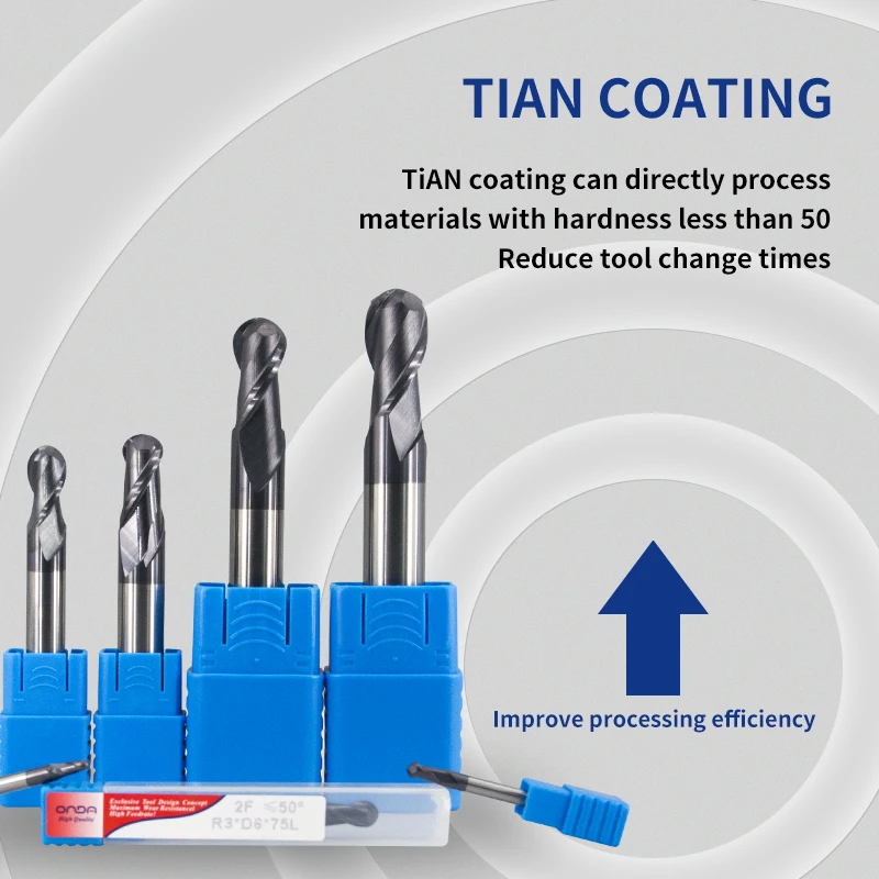 Fresa de extremo de punta de bola HRC50, cortador de acero de tungsteno, enrutador CNC, broca, herramientas de corte, R0.5 mm, 1mm, 3mm, 4mm, 6mm,