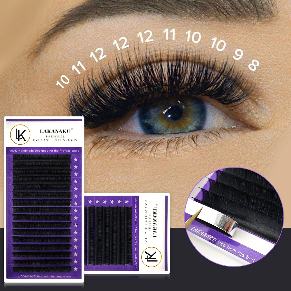 Lakanaku Wholesale 16Rows C D Curl Natural Faux Mink Single Eyelash Extension Premium Individual False Eye Lashes Extension